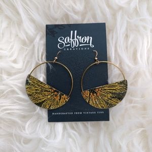 Saffron Creations Vintage Tin New Handmade Statement Earrings